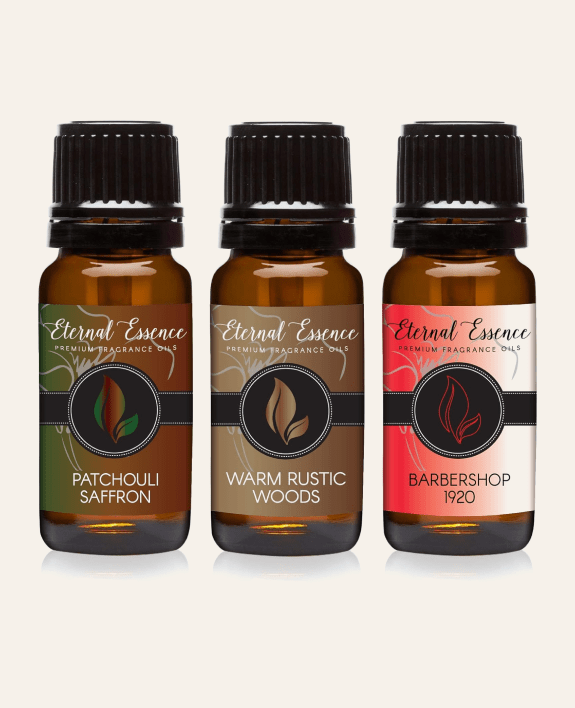 Patchouli Saffron, Barbershop 1920 & Warm Rustic Woods