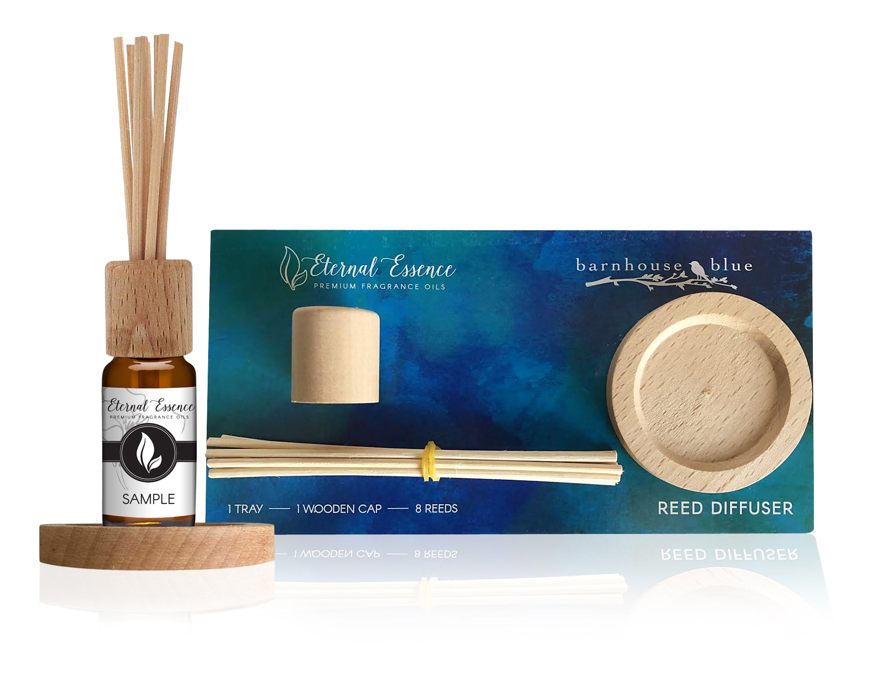 One Tray, one wooden cap, eight reeds - Eternal Essence Oils